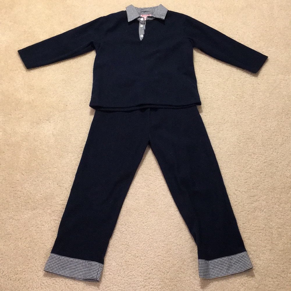 NWT navy and gingham pants and shirt outfit